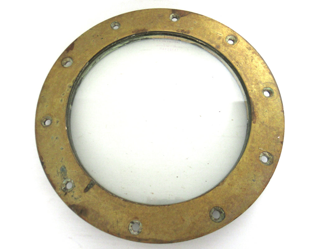 Authentic antique brass nautical porthole window, ship.