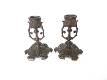 Antique brass candle holder - candlestick holder - set of two antique brass candle holders.