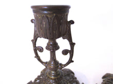 Antique brass candle holder - candlestick holder - set of two antique brass candle holders.