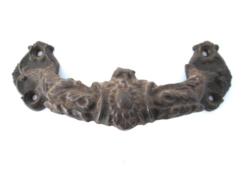 Large antique ornate pull marked with L. Pinet Paris - door handle - salvage hardware - cabinet pull - drawer handle.