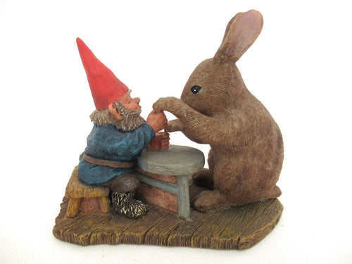 Rabbit playing game with David the gnome: 'Ollekebolleke'. Designed by Rien Poortvliet, produced by AAAAAAA International Co. Ltd.