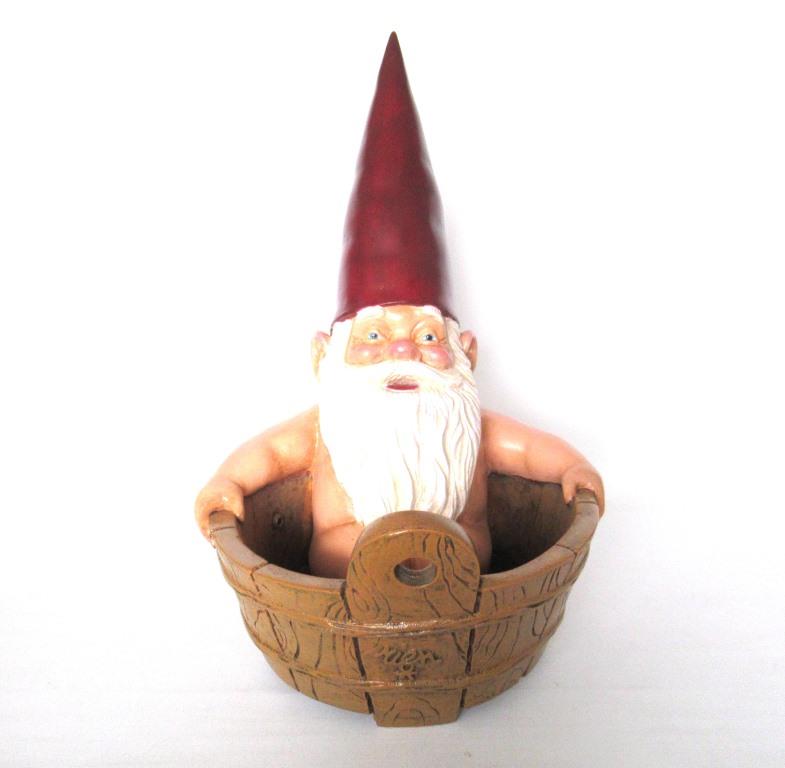 Garden Gnome in Bath 19 Inch, after a design by Rien Poortvliet, David the Gnome.