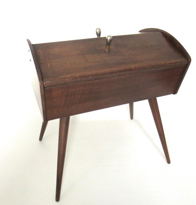Vintage Wooden Sewing Box on legs. Storage box for sewing supplies or jewelry.