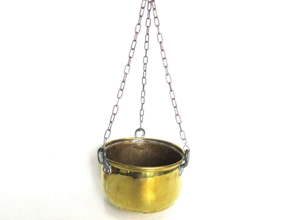 UpperDutch:Planter,Brass hanging planter, Vintage Brass Planter, Copper Planter, hanging flower pot.
