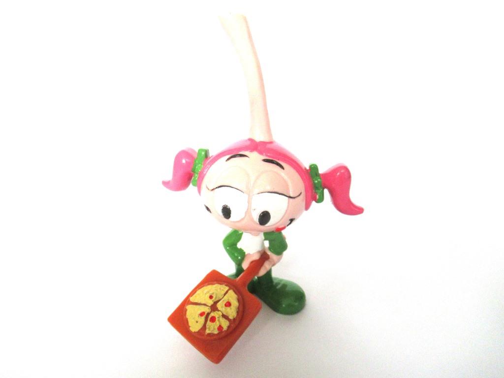 Casey with pizza, Schleich West-Germany The Snorks, Pvc figurine 1980's.