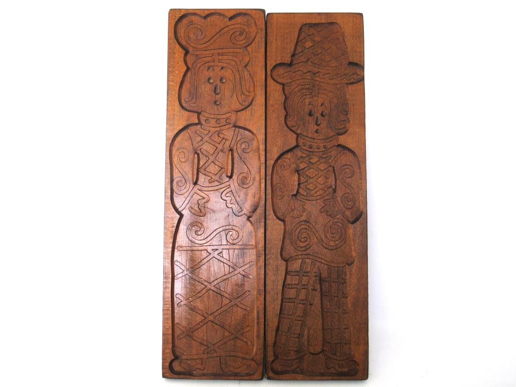 Wooden Cookie Mold - Set of 2 XL '21 Inch!' Antique wooden Dutch Folk Art Cookie Mold. Springerle, Antique Bakery, wall decor.