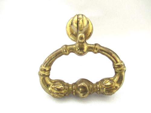 1 (ONE) Antique Solid Brass Drawer Pull / Drop Ring Drawer Handle.
