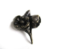UpperDutch:Hooks and Hardware,Small antique brass ornament, picturing roses / flowers furniture decoration. Antique hardware, flower escutcheon,hardware.