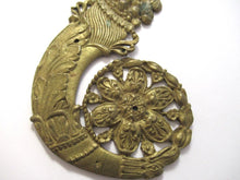 Antique Brass furniture applique, embellishment, pediment, cornucopia, horn of plentiful.