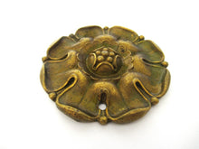 1 (ONE) Flower motif brass furniture applique. Antique Brass embellishment. Authentic hardware, restoration supply, rosette.
