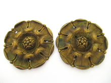 1 (ONE) Flower motif brass furniture applique. Antique Brass embellishment. Authentic hardware, restoration supply, rosette.