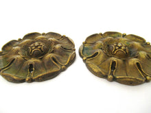 1 (ONE) Flower motif brass furniture applique. Antique Brass embellishment. Authentic hardware, restoration supply, rosette.