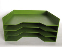 UpperDutch:,Set of 4 Stack-able Vinyl Record Holders for 12" records. Discofoon green retro record storage. Vintage retro colored 1970s decor.