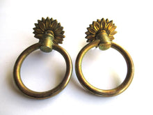 1 (ONE) Antique Solid Brass Ring Pull, Drop Ring Drawer pull.