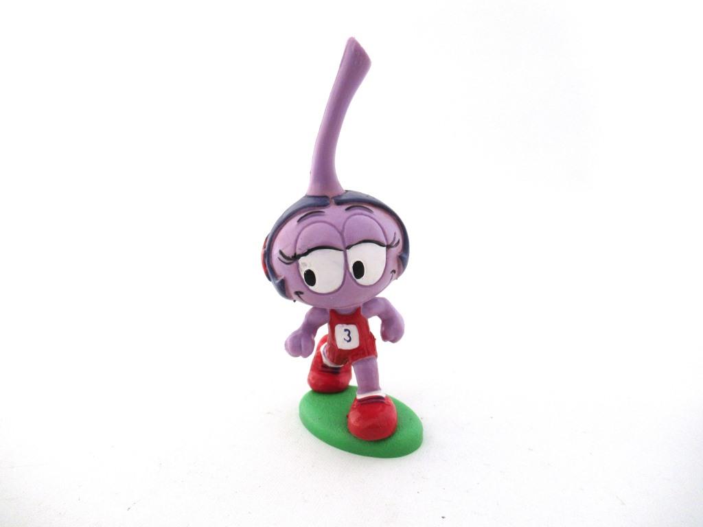 UpperDutch:Figurine,Snork Daffney on running track, Schleich West-Germany The Snorks, Pvc figurine 1980's.