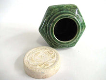 UpperDutch:,Ginger Jar Antique Green Glazed Ginger Jar with lid, Collectible pottery.