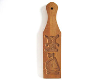Wooden cookie mold with handle, Dutch Folk Art, speculaas plank, springerle.
