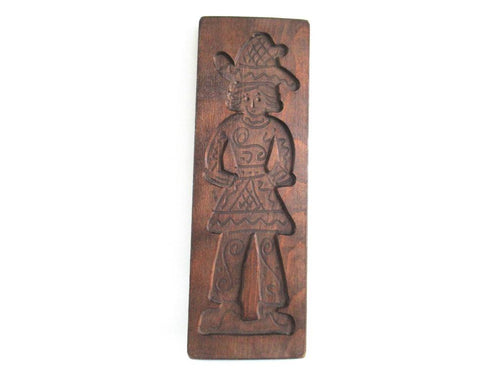 Wooden Dutch Folk Art Cookie Mold. Antique Bakery decoration. Wood carved man from Holland. Spiced cookie springerle wall decor.