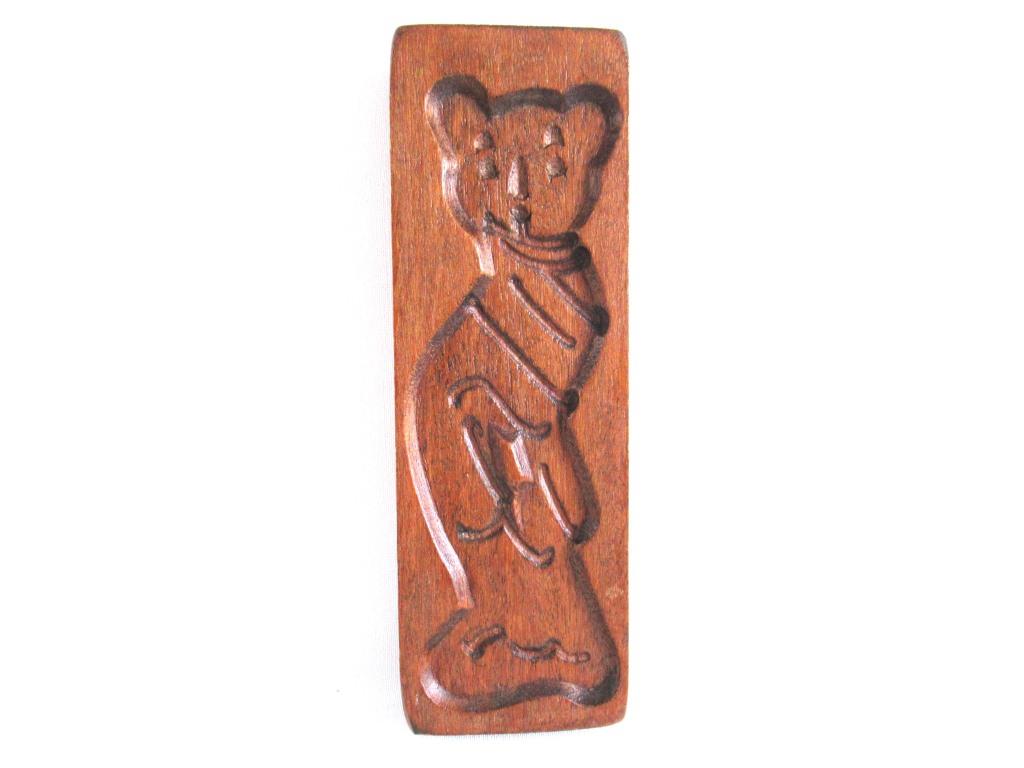 Wooden cookie mold Cat. Wooden Dutch Folk Art Cookie Mold. Speculaas plank.