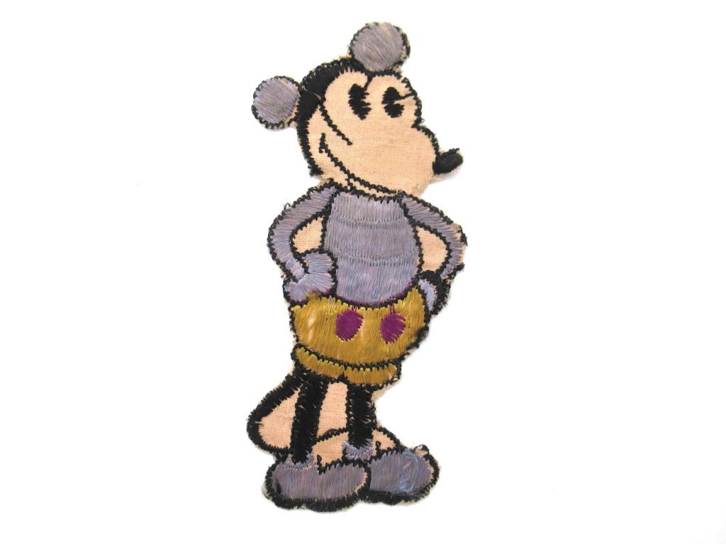 1930's Mickey Mouse Turmac Applique, Silk Embroidered applique, patch
