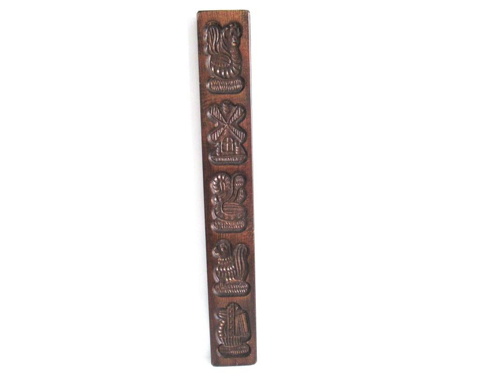 Vintage Wooden cookie mold, Dutch Folk Art, Springerle, Kitchen decor, windmill, animals.
