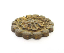 1 (ONE) Flower motif brass furniture applique. Antique Brass embellishment. Authentic hardware, restoration supply.
