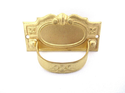 1 (ONE) Vintage Brass Drawer Handle, Escutcheon, keyhole cover.