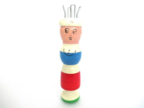 Knitting Doll, Vintage Wooden Knitting Doll, French Knitting, Bobbin Doll, Sewing supply, Knitting Nancy.