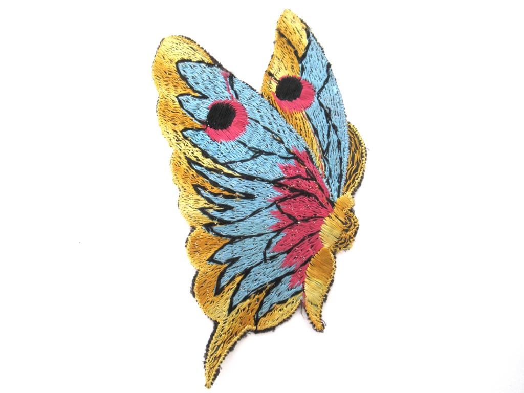 Authentic Antique Collectible Butterfly applique, 1930s embroidered applique. Vintage patch, Applique, Crazy quilt.