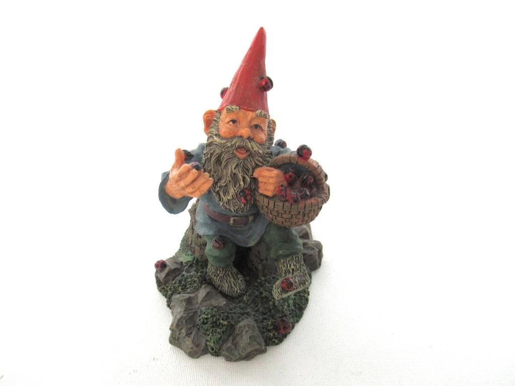 Gnome 'Lucky' with Ladybugs after a design by Rien Poortvliet Gnome with ladybugs.