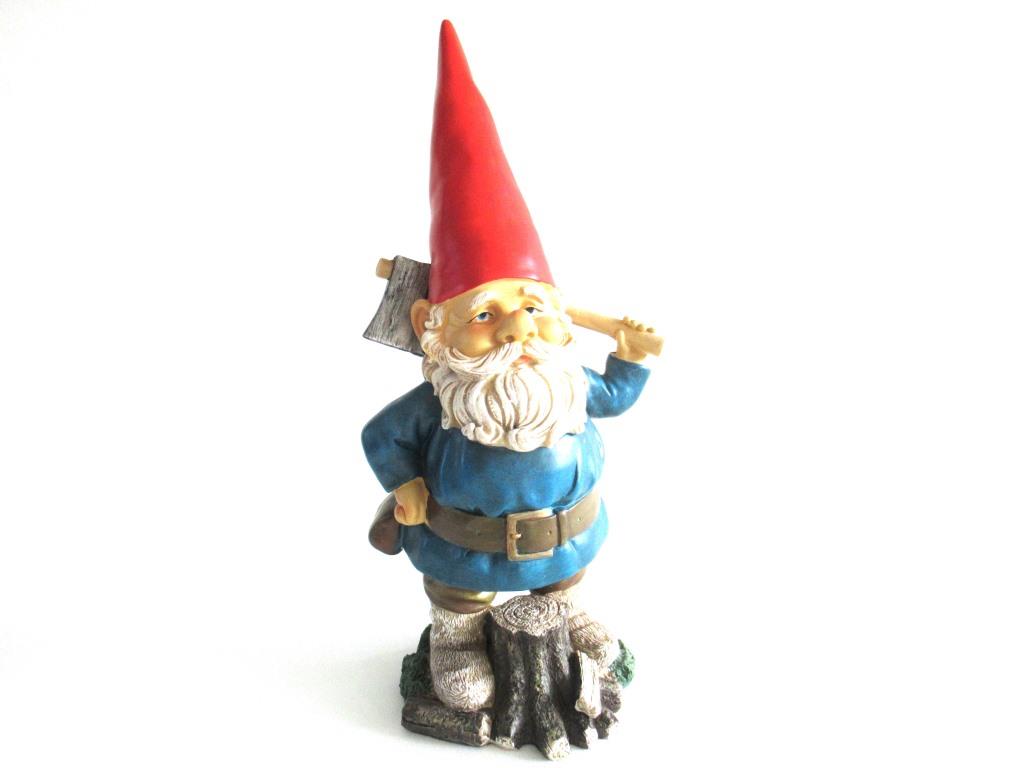 Collectible Garden Gnome with Axe, Lumberjack after a design by Rien Poortvliet, David the Gnome.