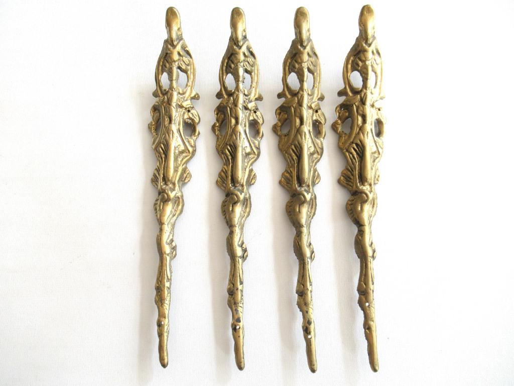 A Set of 4 Antique Brass Ornaments / Corners. Authentic antique hardware, embellishment restoration supply