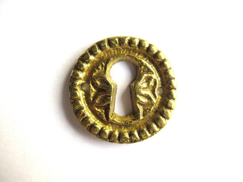 1 (ONE) small brass vintage Keyhole cover, escutcheon, key hole frame, plate.
