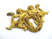 1 (ONE) Antique Brass Cherub Escutcheon, keyhole cover, frame, Furniture Applique.