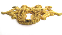 1 (ONE) Antique Brass Cherub Escutcheon, keyhole cover, frame, Furniture Applique.