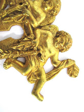 1 (ONE) Antique Brass Cherub Escutcheon, keyhole cover, frame, Furniture Applique.