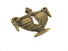 Antique Brass escutcheon, keyhole frame, Ram, Empire.