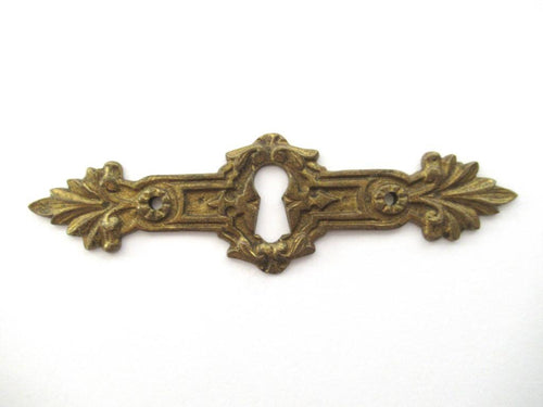 Antique ornated brass keyhole cover Ornamental escutcheon Cabinet Hardware Furniture applique.