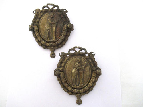 Antique Drawer handles. Set of 2, Ornate Victorian furniture hardware, embellishment, bow.