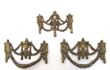 Antique drawer handles and keyhole cover, set of 3, cabinet hardware, goat, satyr, ram, belier.