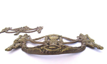 Antique drawer handles and keyhole cover, set of 3, cabinet hardware, goat, satyr, ram, belier.