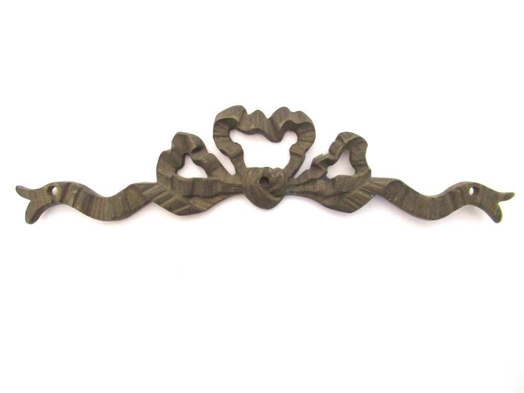 1 (ONE) Brass Antique Ornament Furniture Mount Applique. Bow, Decoration mount, Authentic hardware, restoration supplies