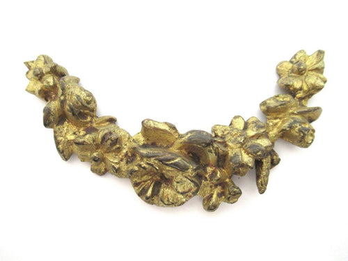 1 (ONE) Antique solid brass ormolu ornament, furniture decoration, salvage hardware.