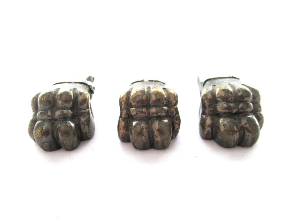 Set of 3 Brass Lion Paws, Antique Solid Brass Claws / Feet.