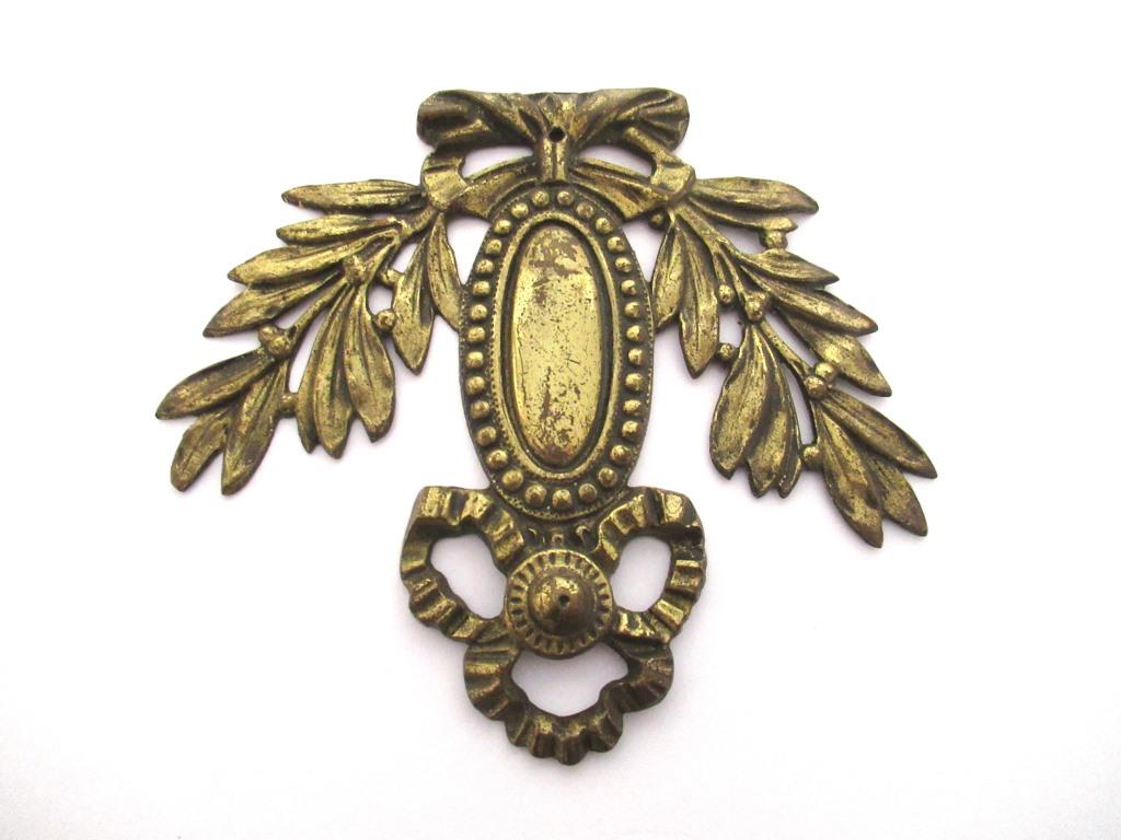 Antique Brass furniture applique, embellishment, pediment.