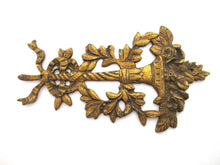 Antique Brass furniture mount applique, embellishment, pediment, floral.