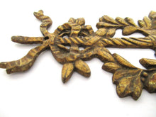 Antique Brass furniture mount applique, embellishment, pediment, floral.