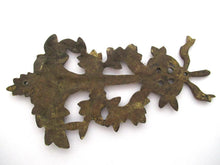 Antique Brass furniture mount applique, embellishment, pediment, floral.