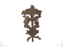 Antique Brass furniture mount applique, embellishment, pediment, floral.