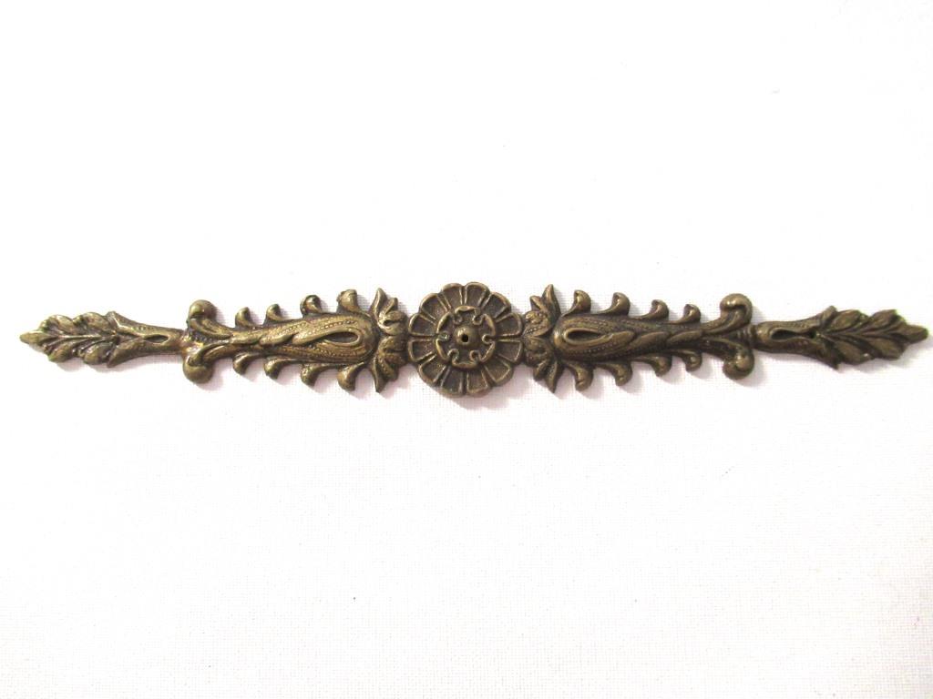 Brass Antique Cabinet Ornament Furniture Applique. Decoration mount, Authentic hardware, restoration supplies.